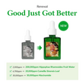 Two skincare serum bottles with droppers on a white background, featuring text about renewal and product benefits, Dr.althea Gentle Vitamin C Serum 30ml