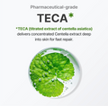 TECA extract with centella asiatica leaf in a droplet on a white background, Centellian24 Madeca Derma Mask lll Intensive Formula 10ea