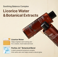 Two bottles of a skincare product with text about Licorice Water and Botanical Extracts on a beige background, Acwell Licorice pH Balancing Cleansing Toner 150ml