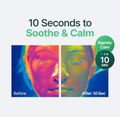 Before and after thermal imaging of a person's face with text '10 Seconds to Soothe & Calm' on a light gray background, Purito SEOUL Wonder Releaf Centella Serum Unscented 60ml