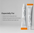 Two tubes of Dr. Alfken Metaclear Cream on a gray background with text about skin care benefits, Dr.Althea Melaclear Cream 20g