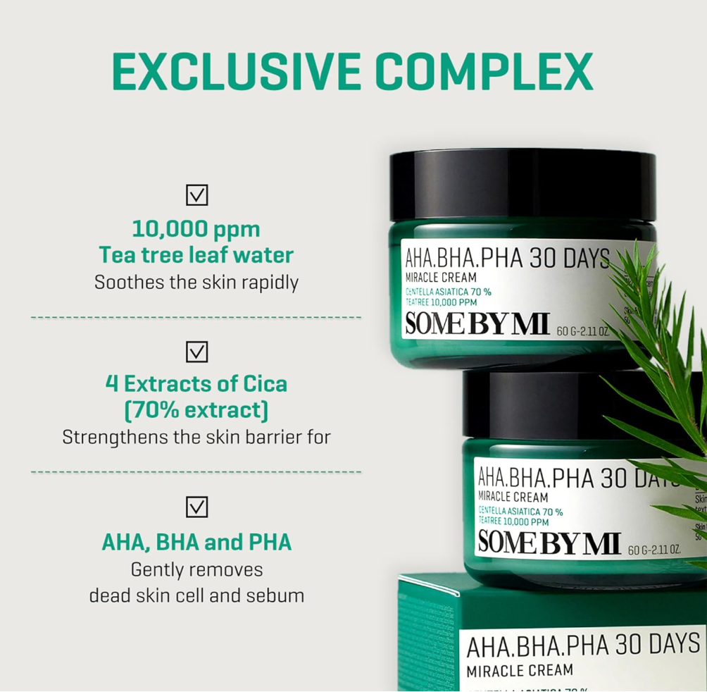 Two jars of SOMEBYMI AHA.BHA, Somebymi AHA. BHA. PHA 30 Days Miracle Cream 60g