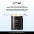 Comparison of 'Original ver.' and 'OTC ver.' Abib quick sunstick with text on a light blue background.
