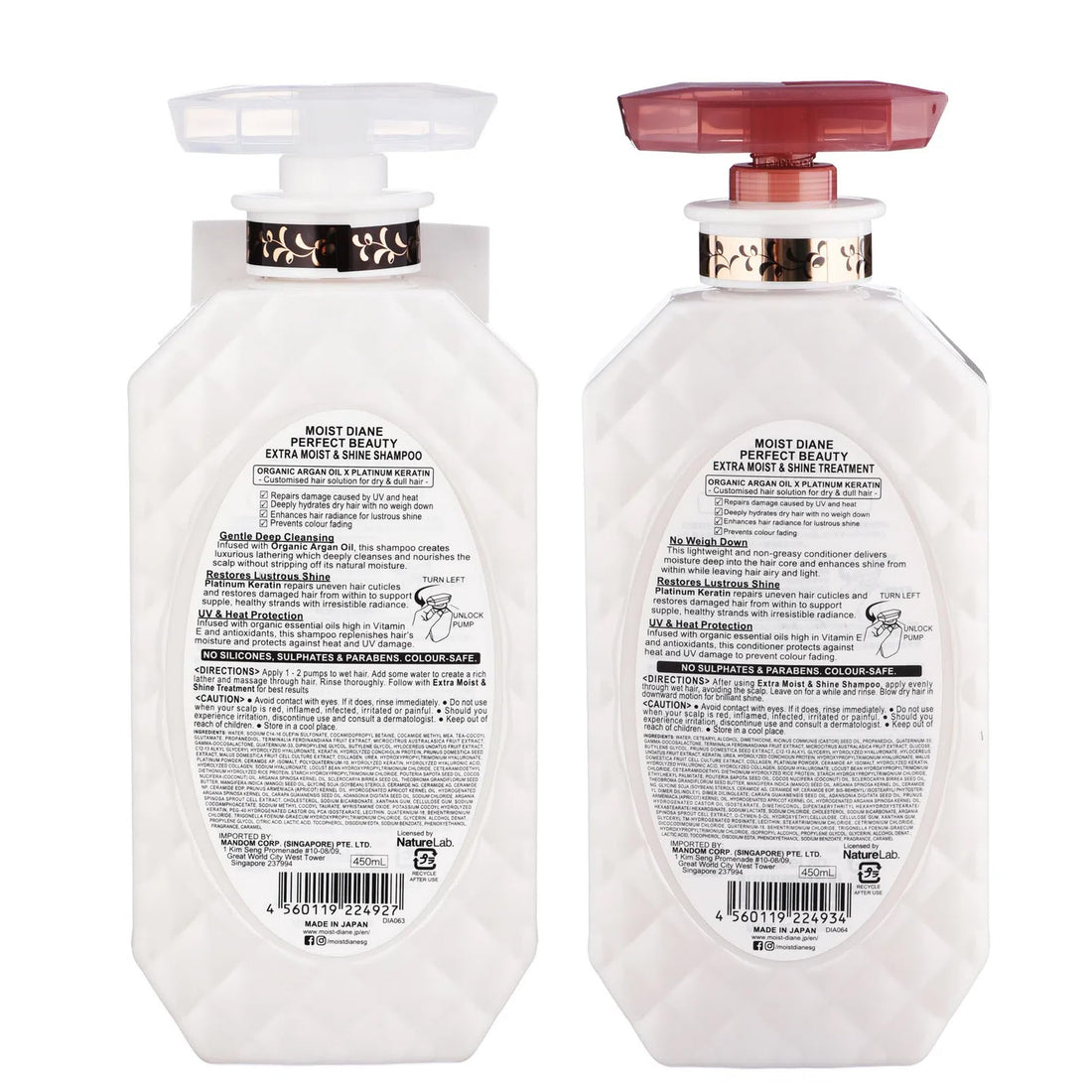 Diane Extra Shine Shampoo & Conditioner Set, 450ml +450g