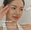 Woman applying skincare product with text on how to use it, Dr.althea Retinol Flat Iron Eye Roller 25ml