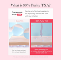 Comparison of Basic TXA and 99% Purity TXA with text on a pink background, Medicube TXA Niacinamide Capsule Cream 55g