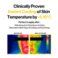 Advertisement for a product claiming to cool skin temperature by -6.16°C, with before and after thermal images, D'Alba Waterfull Vegan Sleeping Pack 4ml x12 pcs