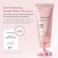 Pink cleanser tube with text on a pink background, Medicube PDRN Pink Niacinamide Whip Cleanser 120g