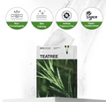Tea tree sheet mask packaging with certification icons on a white background, Mediheal Teatree Mask 10+1