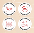 Four circular product features on a beige background, TIRTIR Mask Fit Red Cushion 33W Ginger 18g