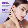 Woman touching her face with text about skin improvement on a purple background, BOH Probioderm 3D Lifting Cream Mask