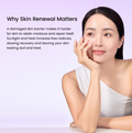 Woman touching her face with a text explaining the importance of skin renewal, Biodance Rejuvenating Caviar PDRN Real Deep Mask 4 sheets
