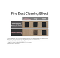 Product demonstration of fine dust cleaning effect with labeled steps and text on a white background, S.nature Aqua Rice Foam Cleanser 80ml