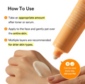 Instructions on how to use a skincare product with a tube and applicator on skin, Abib Glutathione Creme Vita Tube 75ml