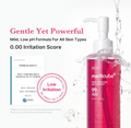 Red bottle with pump dispenser labeled 'medicube' on a white background with water splashes, Medicube PDRN Hydrating Gel Cleanser 200ml