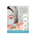Facial mask product with text 'Uncover for Spotless Radiance' and claims of full hydration, instant soothing, and mild exfoliation, Lindsay Charcoal Modeling Mask Cup Pack 28g