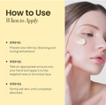 Cosmetic product application guide with text and a close-up of a woman's face, ONGREDIENTS Deep Calming Cream 50ml