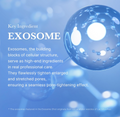 Exosome graphic with text on a blue background, Medicube One Day Exosome Shot Pore Ampoule 2000 30ml