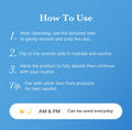 Instructions on how to use a skincare product with a blue background, Medicube Zero Pore Pad Mild 155g 70 pads