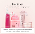 Medicube skincare products with usage instructions on a pink background, Medicube Collagen No Cast Just Glow Sunscreen spf50 50ml