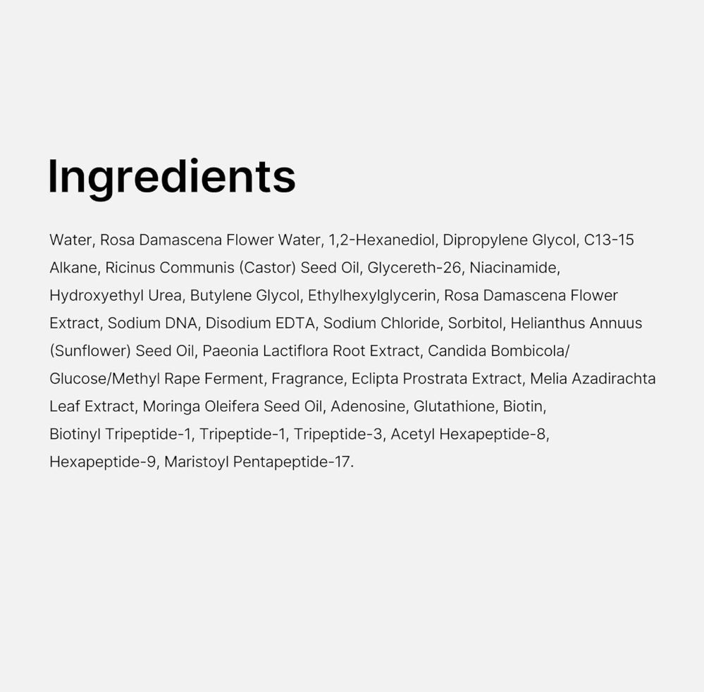 List of ingredients on a white background, Medicube Age-R Glutathione Glow Capsule Cream 50ml