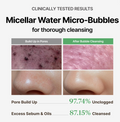 Advertisement for micellar water micro-bubbles with before and after skin condition images, MENOKIN Cotton Cloud Bubble Cleanser [Daily Comfort] 150ml