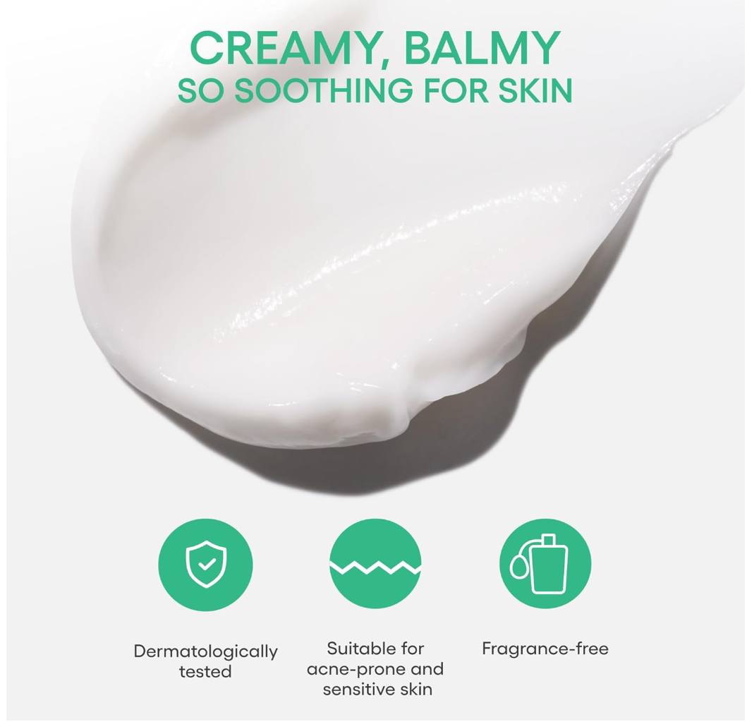 Creamy balm on a white background with text and icons indicating its benefits, LANEIGE Cica Sleeping Mask 60ml