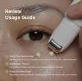 Retinol usage guide with a close-up of a person applying retinol to their skin, Dr.althea Retinol Flat Iron Eye Roller 25ml