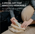 Person holding a product with text about a special gift, Hetras Hand Cream Mango Seed Butter Hinoki 50ml