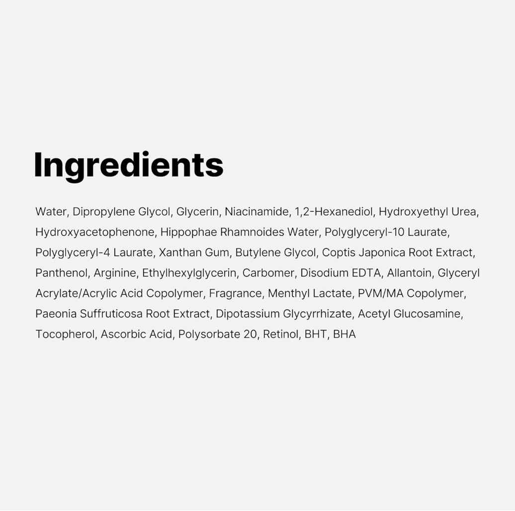 List of ingredients on a white background, Medicube Deep Vita C Daily Quick Mask 350g 30 sheets