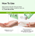 Instructions on how to use a skincare product with text and images of hands applying the product, Azelaic Acid 3 Cica Skin Clarifying Toner 250ml