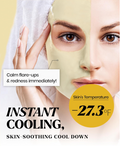 Woman wearing a cooling face mask with text highlighting its benefits, Lindsay Calendula Modeling Mask Cup Pack 28g