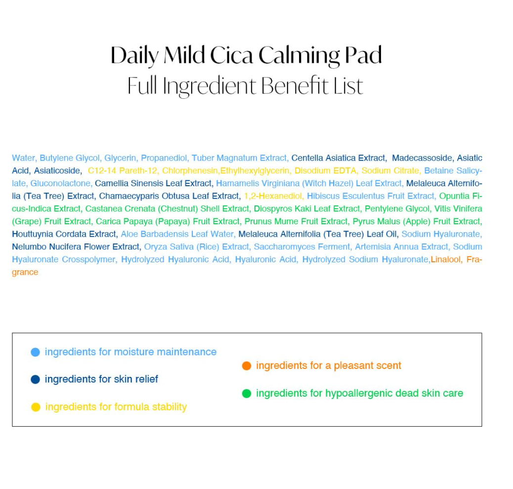 D'Alba Daily Mild Cica Calming Pad 50pads 165ml
