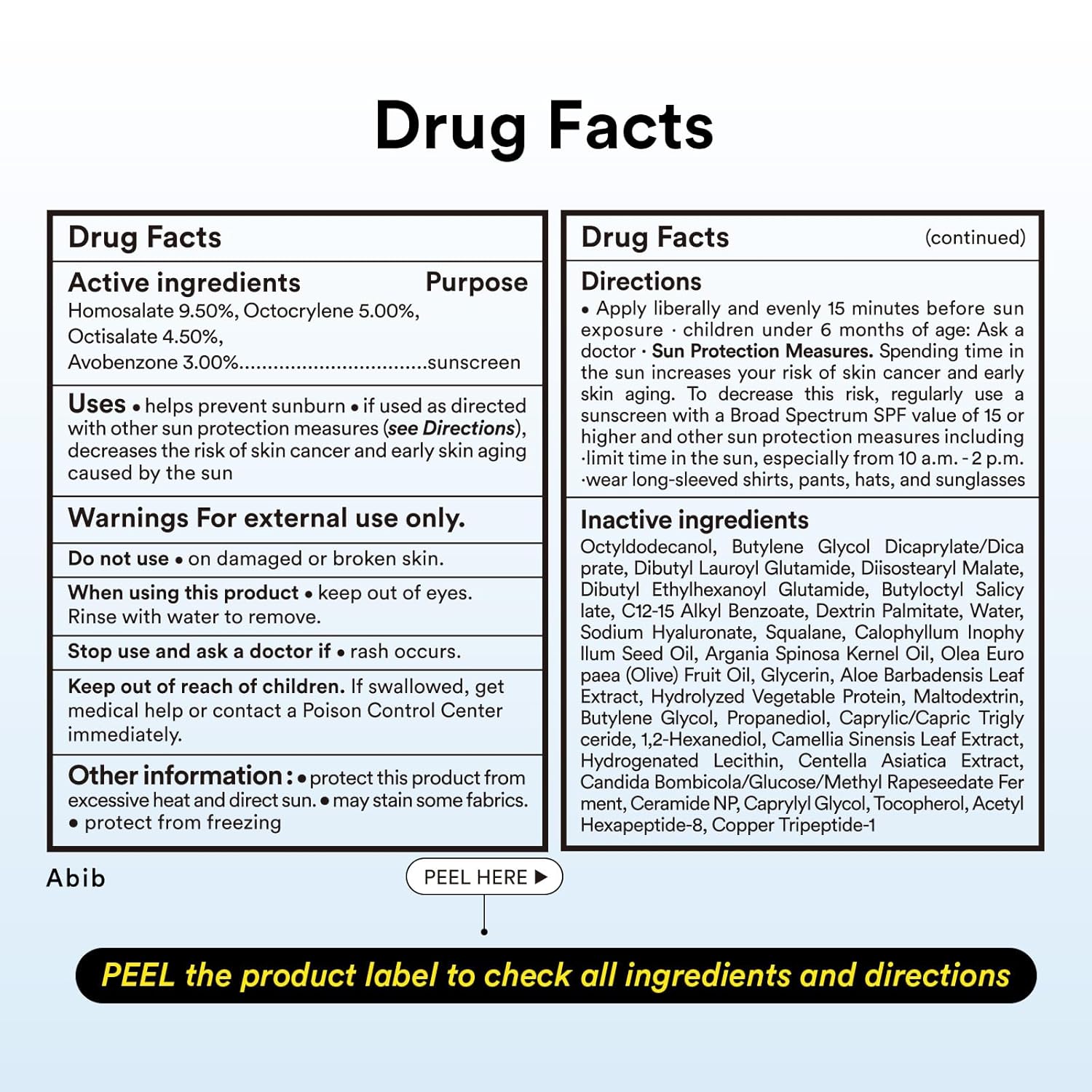 Product label with 'Drug Facts' section on a white background