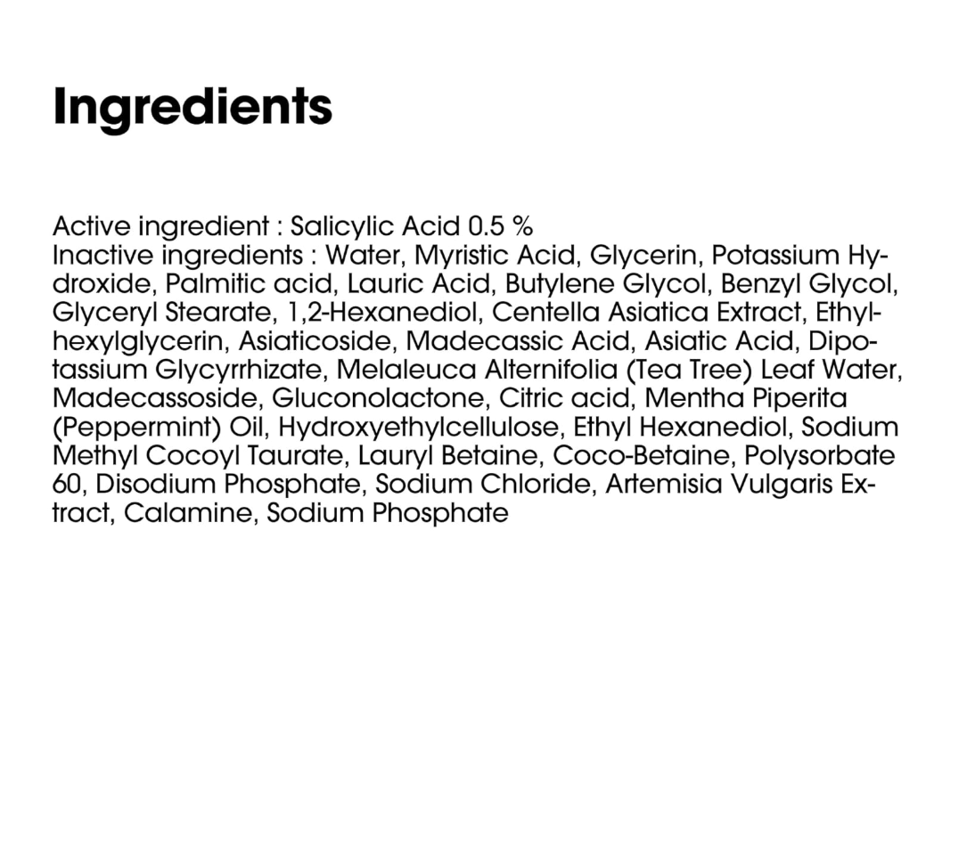 List of ingredients on a white background, Somebymi AHA.BHA.PHA 30 Days Miracle Acne Clear Foam 100ml
