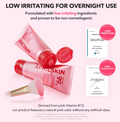 AprilSkin skincare products with text about low irritation and non-comedogenic properties on a white background, April Skin TXA Niacinamide 99 Night Wrapping Mask 80ml