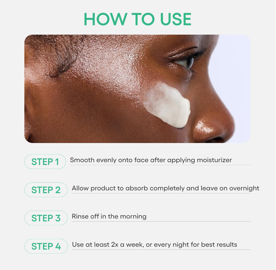 Instructions on how to use a skincare product with a close-up of a person's face, LANEIGE Cica Sleeping Mask 60ml