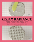 Pore-purifying peel-off mask with 'Clear Radiance' text on a pink background, Lindsay Pearl Modeling Mask Cup Pack 28g