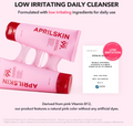 Two pink skincare products with red caps labeled 'APRILSKIN' on a white background, April Skin TXA Niacinamide 99 Deep Cleanser 120g