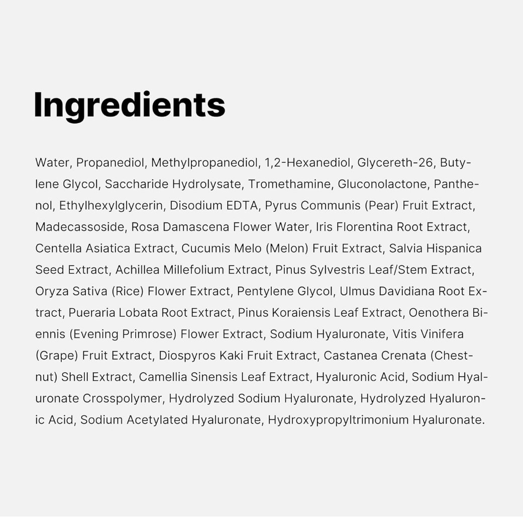 List of ingredients on a white background, Medicube Zero Pore Pad Mild 155g 70 pads