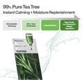 MEDIHEAL TEATREE product packaging with green tea tree imagery and text about product benefits on a white background, Mediheal Teatree Mask 10+1