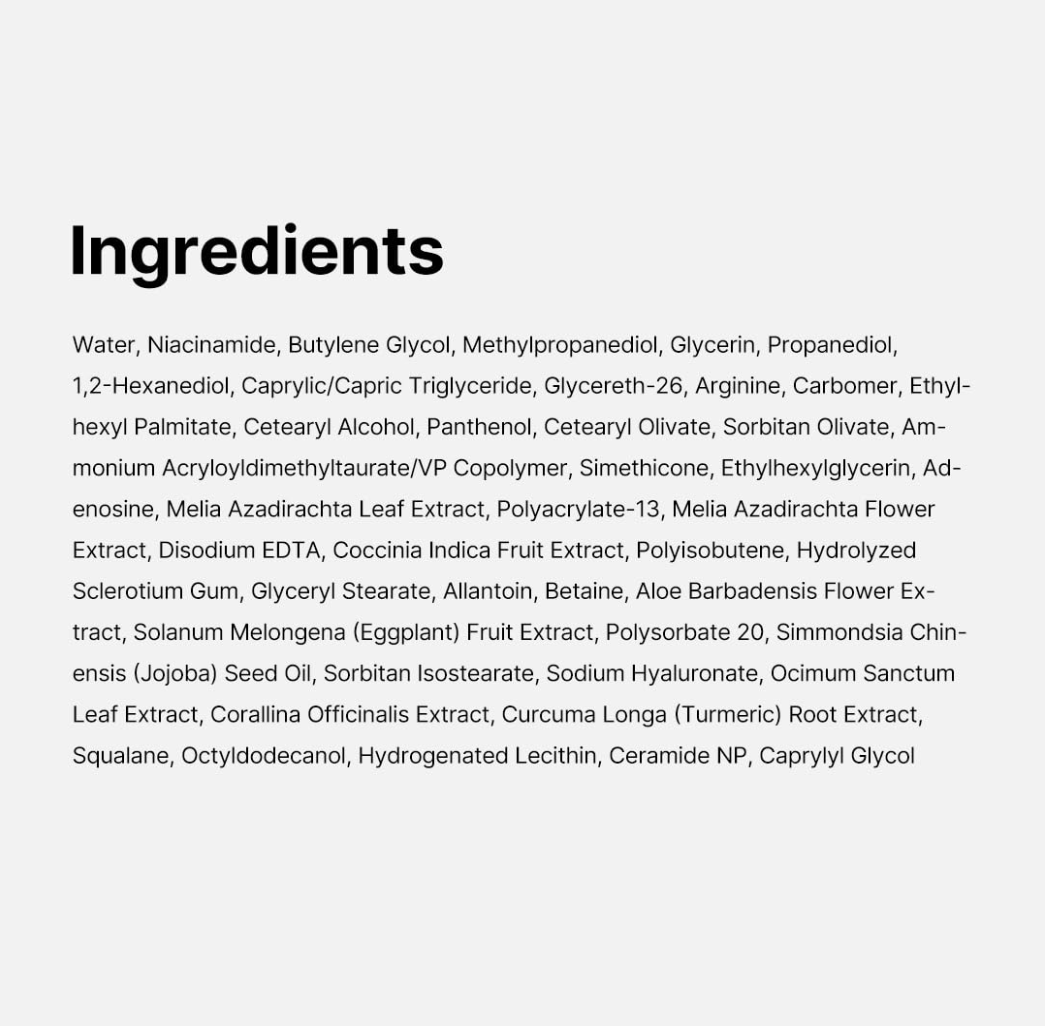 List of ingredients on a white background, Medicube Hyaluronic Moisturizing Capsule Cream 55g