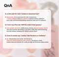 Product information card with Q&A about hair care product safety and properties on a blurred background, Growus Damage Therapy No-Wash Treatment EX 250ml