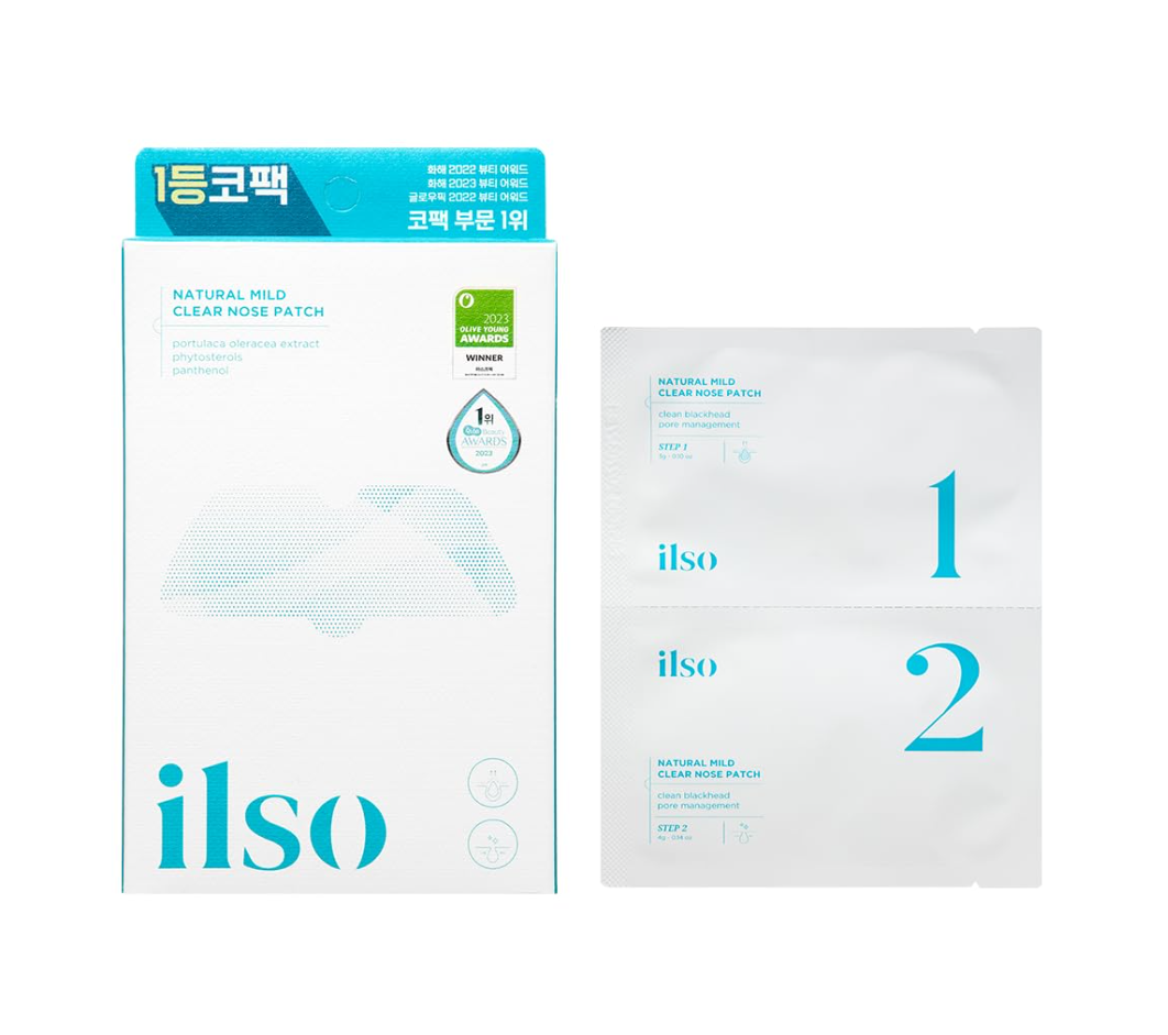 Ilso natural mild clear nose patch packaging on a white background, Ilso Natural Mild Clear Nose Patch