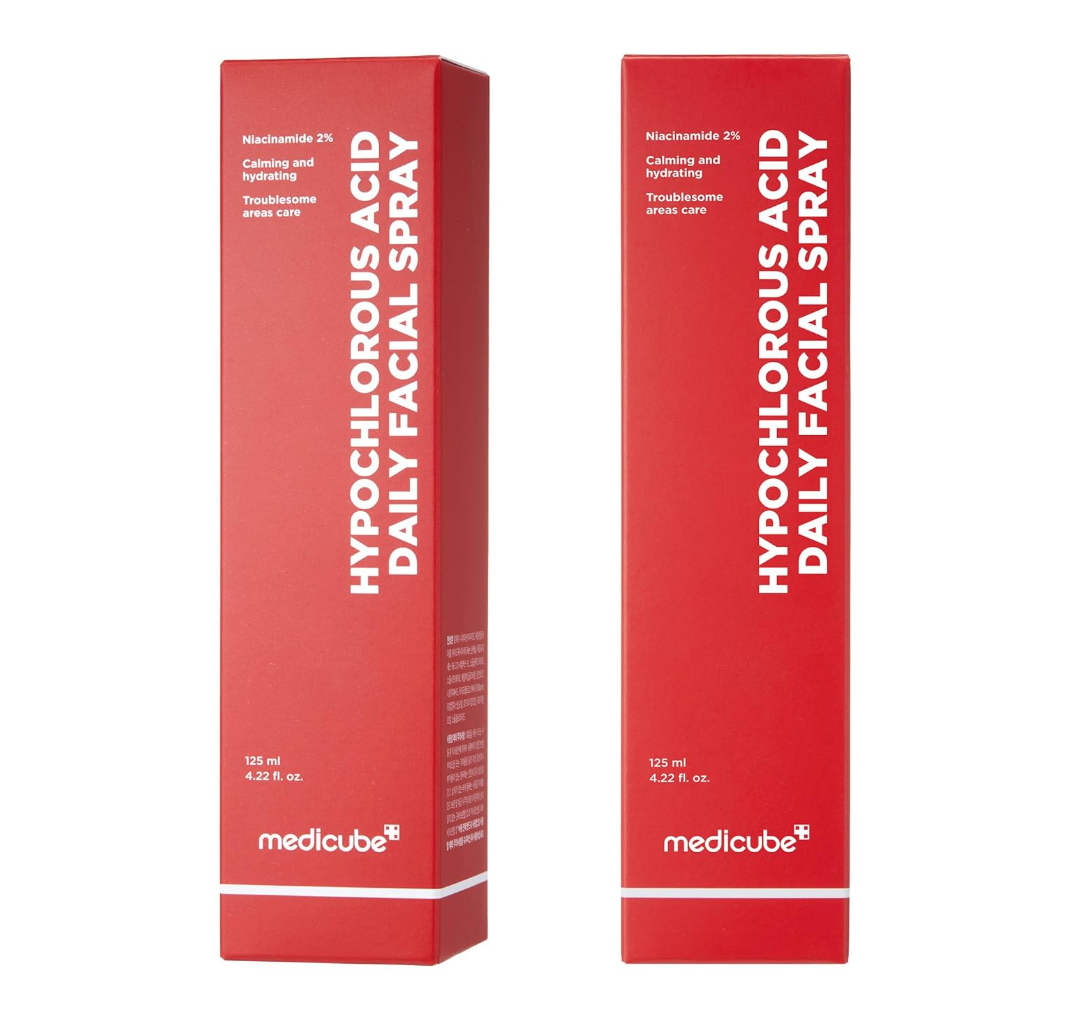 Two boxes of medicube Hypochlorous Acid Daily Facial Spray on a white background, Medicube Hypochlorous Acid Daily Facial Spray 125ml